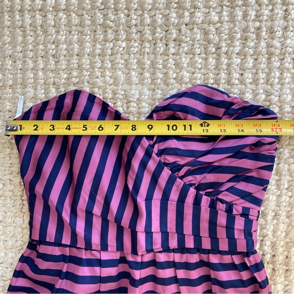 Corey Lynn Calter Anthropologie Pink and Navy Stripe Strapless Dress 8 - Picture 15 of 16